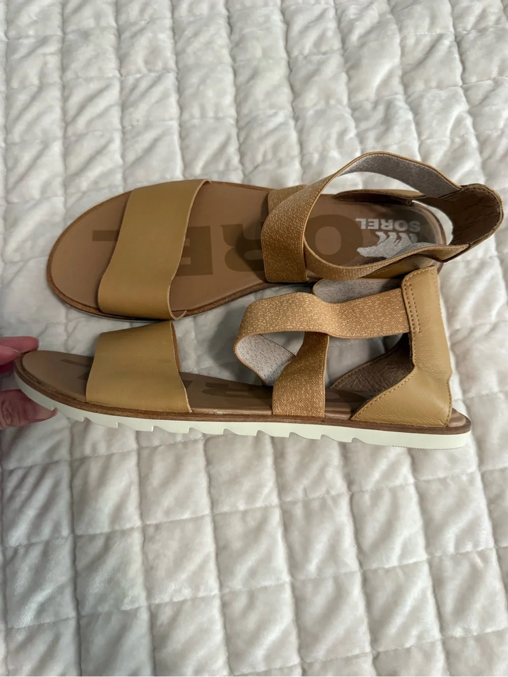 Sorel Tan Leather Strap Slingback Sandals